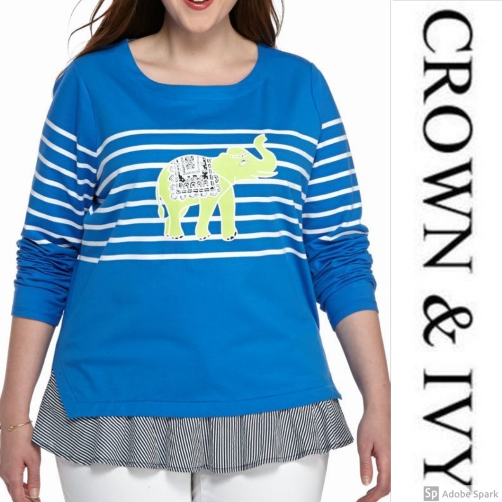 Crown & Ivy Sweatshirt Ruffle Hem‎ Tunic 0X 12